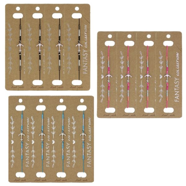 БИЖУТЕРИЯ - ГРИВНА МАКРАМЕ С МЪНИСТА ТИП МИЮКИ - КОТВА G129 - ЦИКЛАМА-СИНЬО СВ.-ЧЕРНО - ПАКЕТ 12 бр.