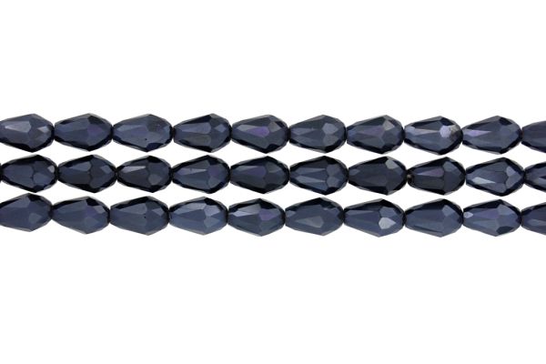 GLASS BEADS - TEARDROP CRYSTALS - 8x12mm - METALLIC - HEMATITE 113 - PACKAGE (3x60pcs.) Hole-1.5mm