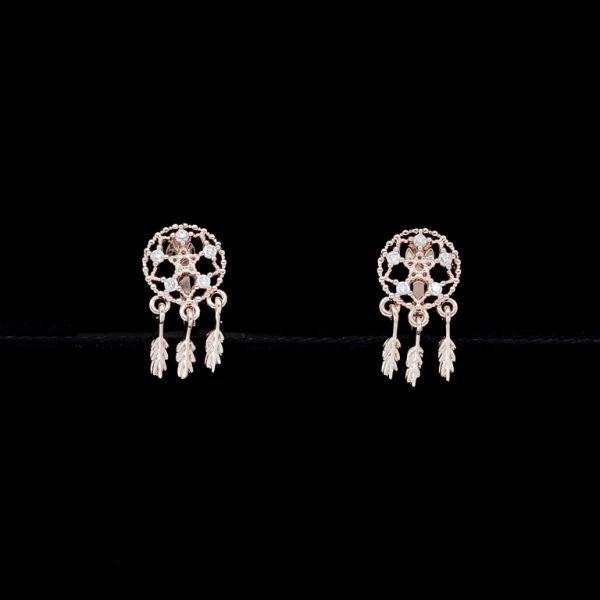 JEWELRY - EARRINGS - CLIP ON - ZIRCON - DREAMCATCHER Е434 - ROSE GOLD-WHITE - 1 pair
