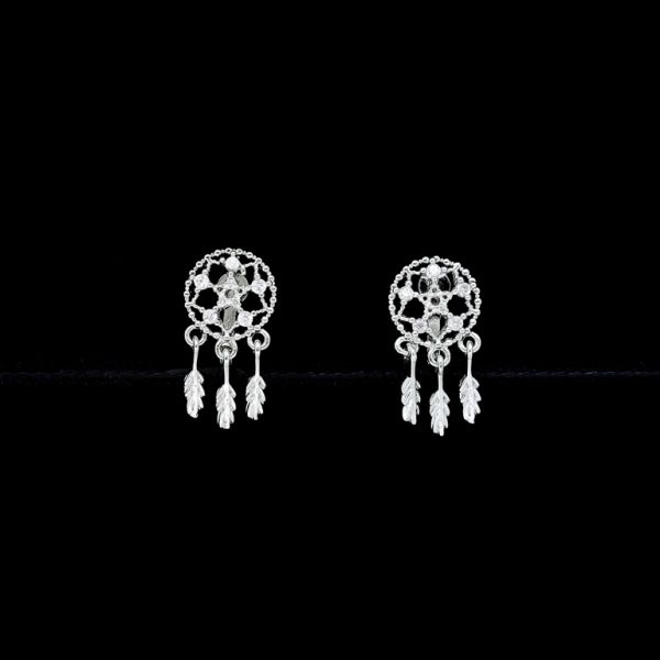 JEWELRY - EARRINGS - CLIP ON - ZIRCON - DREAMCATCHER Е434 - SILVER-WHITE - 1 pair