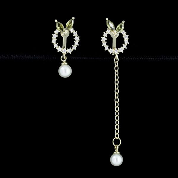 JEWELRY - EARRINGS - CLIP ON - ZIRCON - CIRCLE Е454 - GOLD (LIGHT)-WHITE-GREEN - PACKAGE (3 pairs)