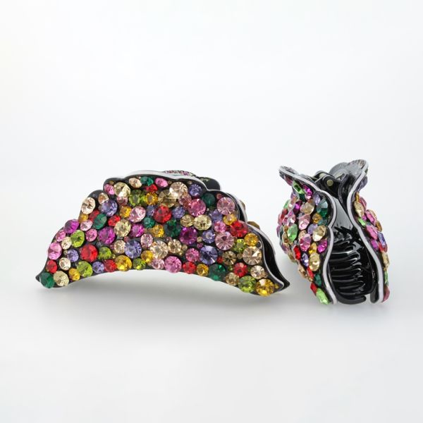 JEWELRY - BRACKET - CLAW HAIR CLIP WITH CRYSTALS SH052 - 12.5x4.5x4.4cm MIX COLORS 01 - 1pc.