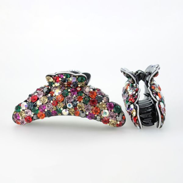 JEWELRY - BRACKET - CLAW HAIR CLIP WITH CRYSTALS SH054 - 12.5x4.6x4.6cm MIX COLORS 02 - 1pc.