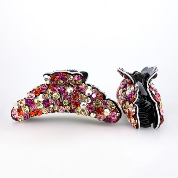 JEWELRY - BRACKET - CLAW HAIR CLIP WITH CRYSTALS SH054 - 12.5x4.6x4.6cm MIX COLORS 04 - PACKAGE 2pcs.