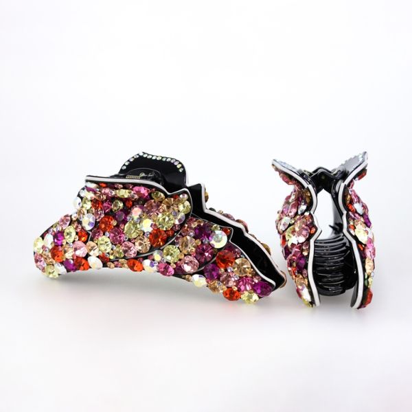 JEWELRY - BRACKET - CLAW HAIR CLIP WITH CRYSTALS SH055 - 13.0x4.5x4.7cm MIX COLORS 04 - 1pc.