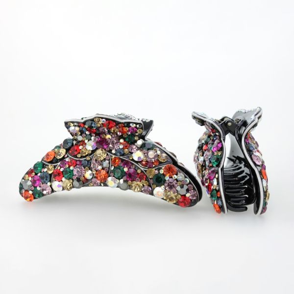 JEWELRY - BRACKET - CLAW HAIR CLIP WITH CRYSTALS SH056 - 13.0x4.6x4.9cm MIX COLORS 02 - 1pc.