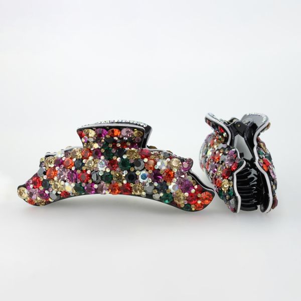 JEWELRY - BRACKET - CLAW HAIR CLIP WITH CRYSTALS SH057 - 13.5x4.5x4.7cm MIX COLORS 02 - 1pc.