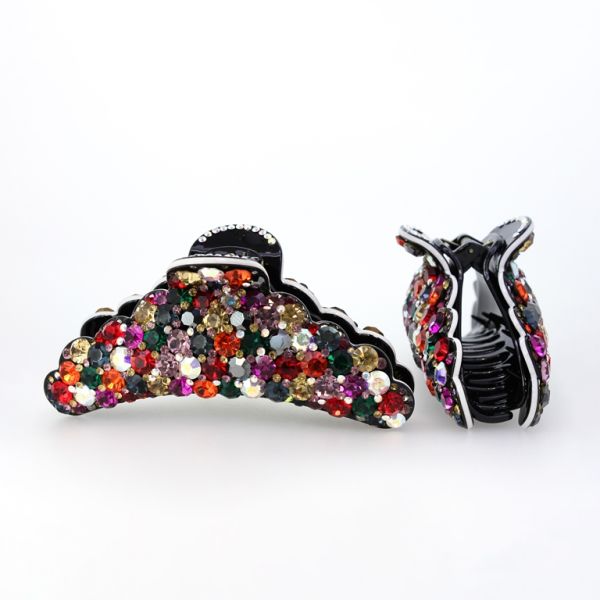 JEWELRY - BRACKET - CLAW HAIR CLIP WITH CRYSTALS SH058 - 12.5x4.0x4.4cm MIX COLORS 02 - PACKAGE 2pcs.