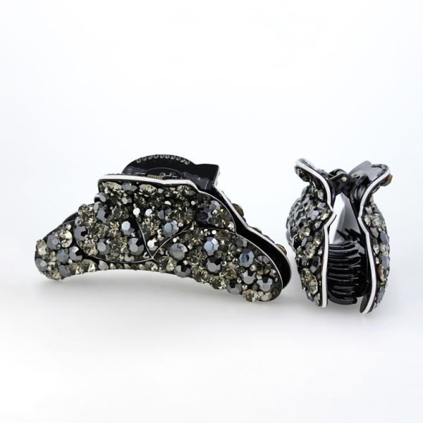 JEWELRY - BRACKET - CLAW HAIR CLIP WITH CRYSTALS SH065 - 12.5x4.5x4.6cm OXIDIZED - PACKAGE 2pcs.