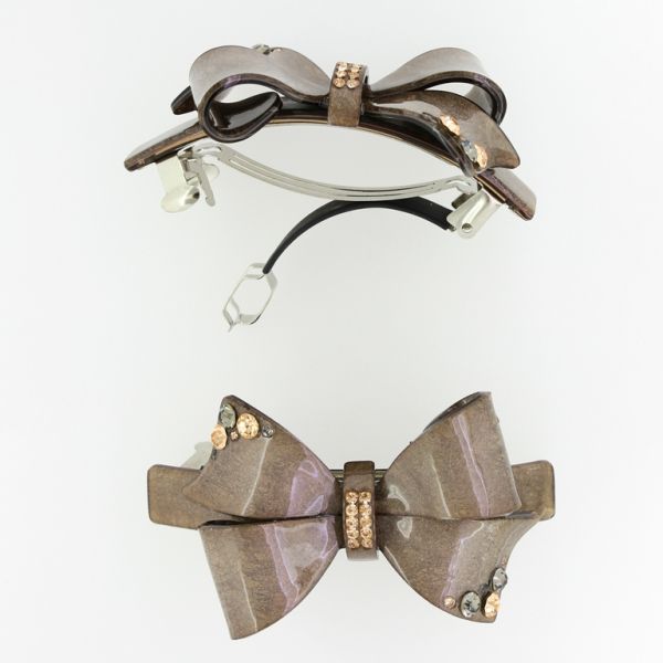 JEWELRY - HAIR BRACKET WITH CRYSTALS SH067 - 8.0x4.4x2.6cm BROWN - PACKAGE 2pcs.