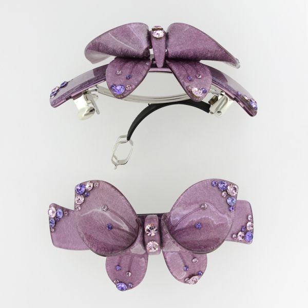 БИЖУТЕРИЯ - ШНОЛА ЗА КОСА С КРИСТАЛИ SH068 - 8.5х4.6х2.7см ЛИЛАВО - 1 бр.