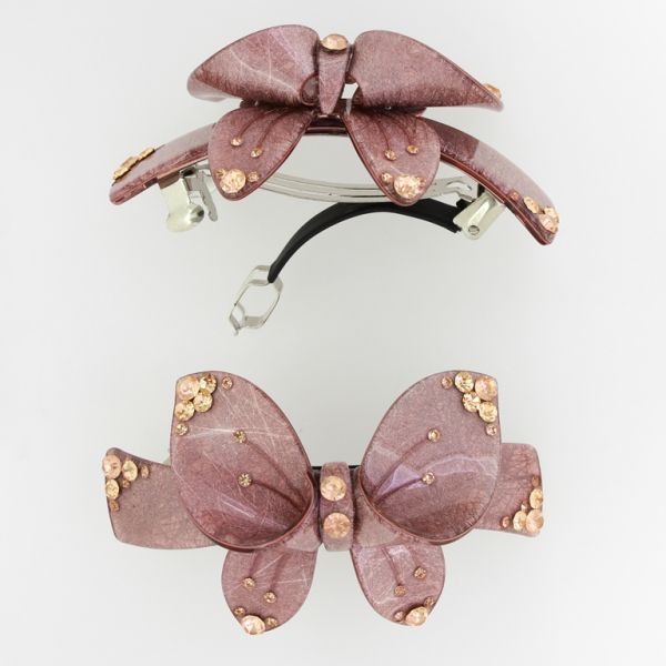 JEWELRY - HAIR BRACKET WITH CRYSTALS SH068 - 8.5x4.6x2.7cm ROSE DUST - PACKAGE 2pcs.