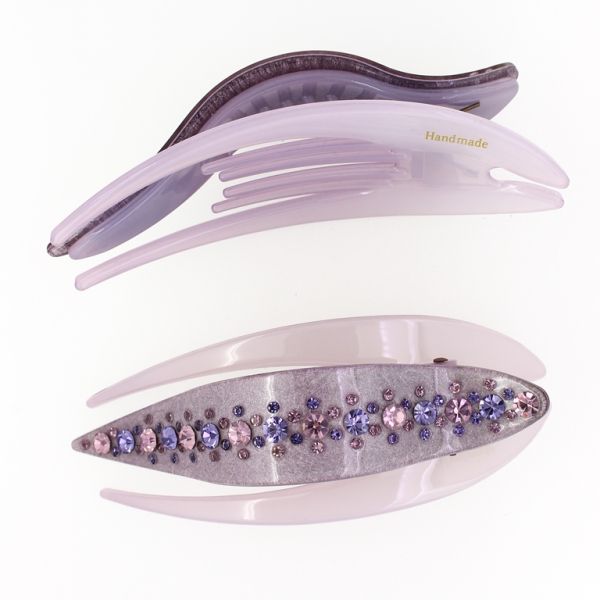 БИЖУТЕРИЯ - ШНОЛА ЩЪРКЕЛ 02 - ЩИПКА ЗА КОСА С КРИСТАЛИ SH046 - 11.5х5.0х2.7см ЛИЛАВО - ПАКЕТ 2 бр.