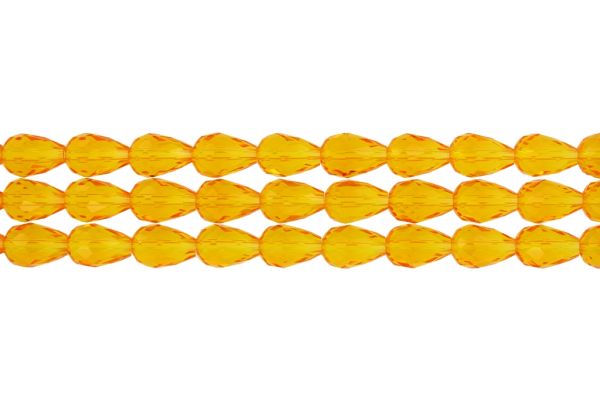 GLASS BEADS - TEARDROP CRYSTALS - 8x12mm - TRANSPARENT - ORANGE (LIGHT) 027 - PACKAGE (3x60pcs.) Hole-1.5mm