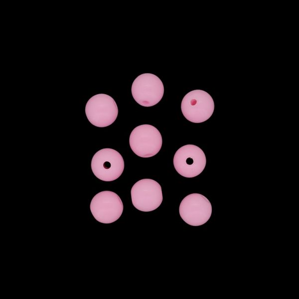 OPAQUE PLASTIC BEADS - BALL - 10mm PINK 024 - PACKAGE 500g Hole-2.4mm (900pcs.)