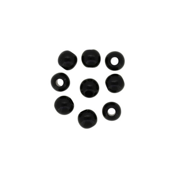 OPAQUE PLASTIC BEADS - BALL - 10mm BLACK 031 - 50g Hole-4.0mm (105pcs.)