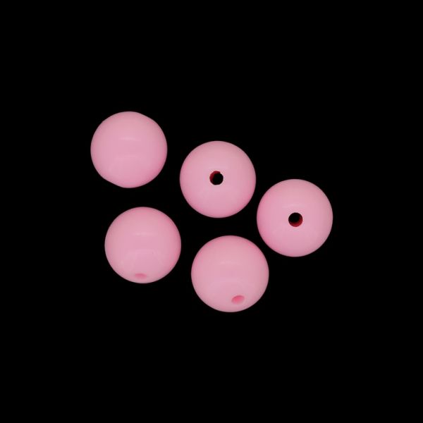 OPAQUE PLASTIC BEADS - BALL - 16mm PINK 024 - PACKAGE 500g Hole-2.9mm (230pcs.)