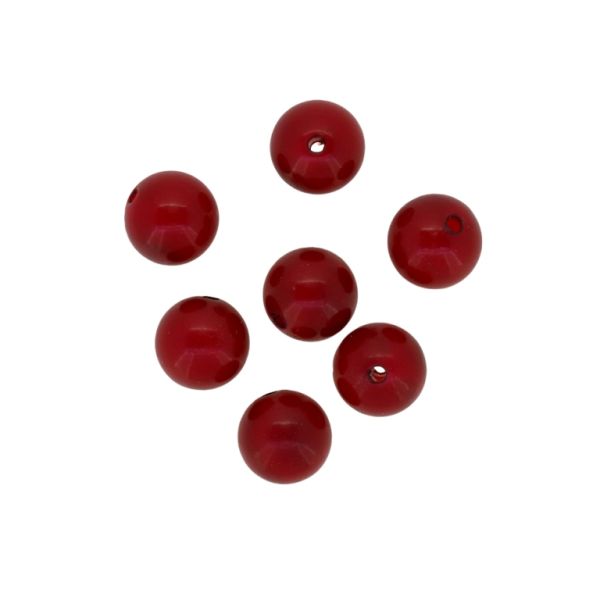 OPAQUE PLASTIC BEADS - BALL - 14mm RED 044 - PACKAGE 500g Hole-2.0mm (350pcs.)