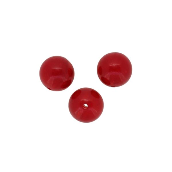 OPAQUE PLASTIC BEADS - BALL - 18mm RED 043 - PACKAGE 500g Hole-2.3mm (160pcs.)