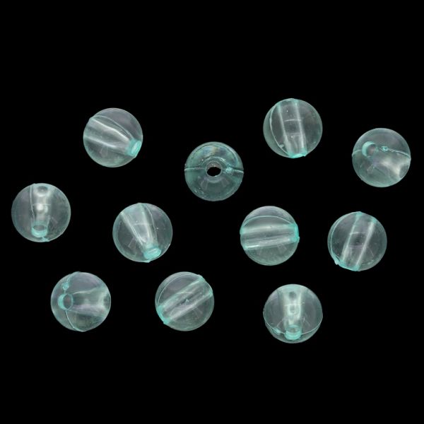TRANSPARENT PLASTIC BEADS - BALL 01 - 10mm TURQUOISE GREEN (LIGHT) - 50g  Hole-2.5mm (80pcs.)