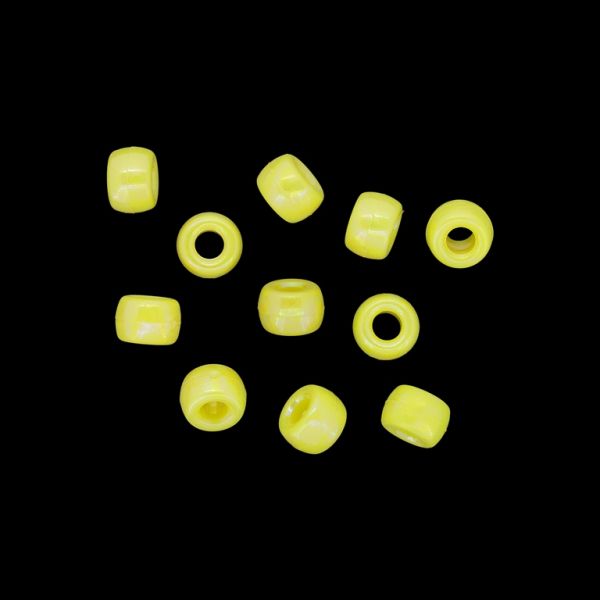 OPAQUE PLASTIC BEADS WITH COATING - UV - CYLINDER 01 - 6x9mm YELLOW (АВ) 003 - PACKAGE 500g Hole-4.0mm (1800pcs.)
