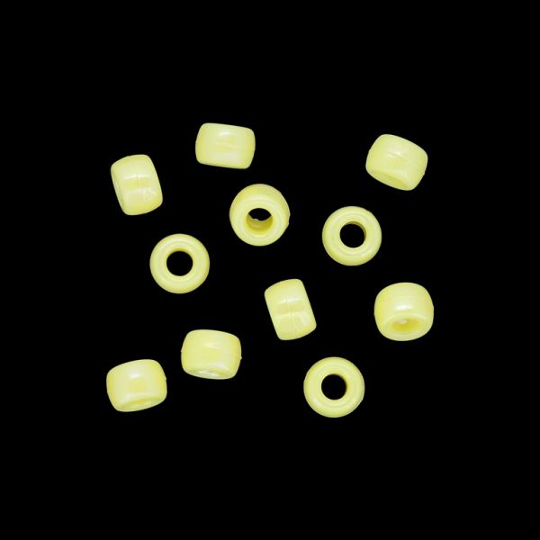 OPAQUE PLASTIC BEADS WITH COATING - UV - CYLINDER 01 - 6x9mm YELLOW (LIGHT) (АВ) 002 - PACKAGE 500g Hole-4.0mm (1870pcs.)