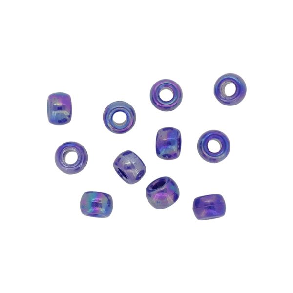 OPAQUE PLASTIC BEADS WITH COATING - UV - CYLINDER 01 - 6x9mm BLUE (DARK) (АВ) 004 - 50g Hole-4.0mm (170pcs.)