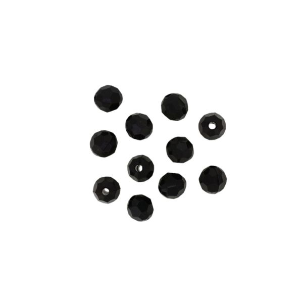 OPAQUE PLASTIC BEADS - BALL FACETED 04 - 8mm BLACK С42 - PACKAGE 500g Hole-1.7mm (1850pcs.)