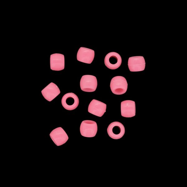 OPAQUE PLASTIC BEADS - CYLINDER 01 - 6x8mm PINK 026 - 50g Hole-4.0mm (245pcs.)