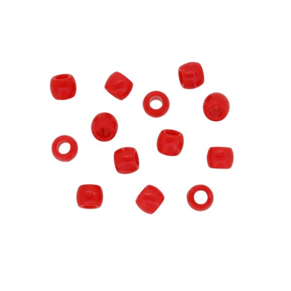OPAQUE PLASTIC BEADS - CYLINDER 01 - 6x8mm RED 028 - 50g Hole-4.0mm (245pcs.)