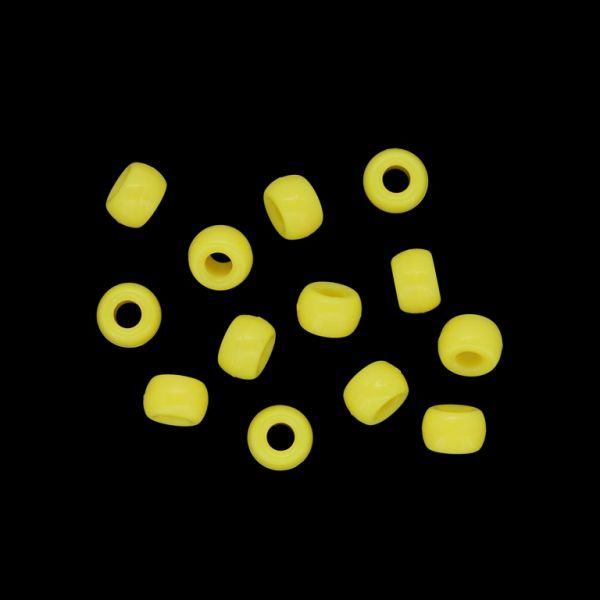 OPAQUE PLASTIC BEADS - CYLINDER 01 - 6x9mm YELLOW 005 - 50g Hole-4.0mm (180pcs.)