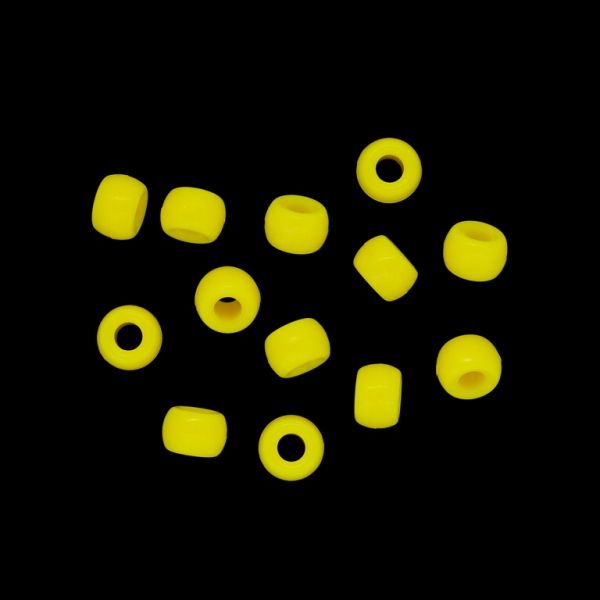 OPAQUE PLASTIC BEADS - CYLINDER 01 - 6x9mm YELLOW 006 - PACKAGE 500g Hole-4.0mm (1700pcs.)