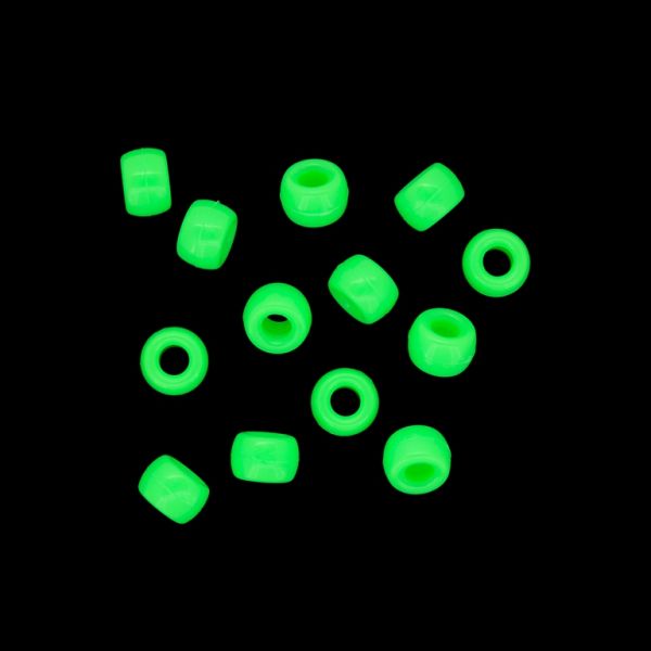 OPAQUE PLASTIC BEADS - CYLINDER 01 - 6x9mm GREEN ELECTRICAL 020 - PACKAGE 500g Hole-4.0mm (1900pcs.)
