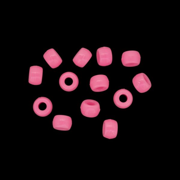 OPAQUE PLASTIC BEADS - CYLINDER 01 - 6x9mm PINK 015 - 50g Hole-4.0mm (170pcs.)