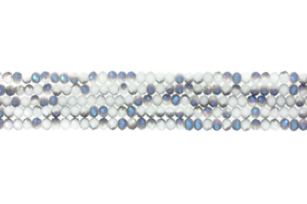 GLASS BEADS - FACETED RONDELLE CRYSTALS - 4x3mm - UV - GRAY 083 - STRING (128pcs.) Hole-1.0mm