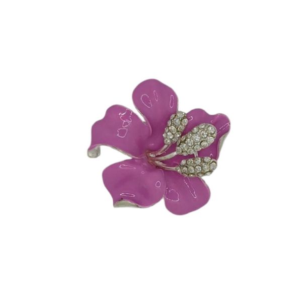 JEWELRY - BROOCH - ENAMEL AND CRYSTALS - LILY В186 - 4.7x4.5cm NICKEL-PINK-WHITE - 1pc.