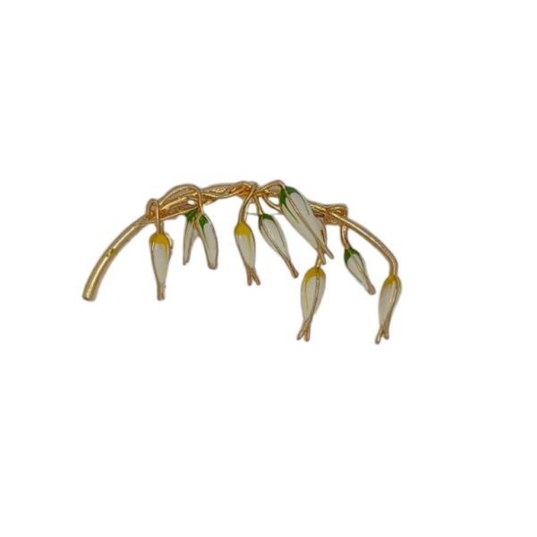 JEWELRY - BROOCH - ENAMEL AND METAL - BRANCH В170 - 5.9x3cm GOLD-WHITE-YELLOW-GREEN - 1pc.