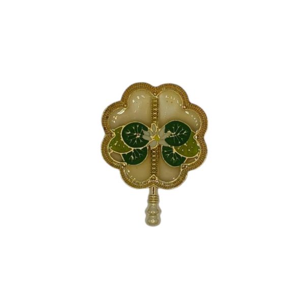 JEWELRY - BROOCH - ENAMEL AND METAL - LILY В176 - 3.8x4.9cm GOLD-WHITE-GREEN (LIGHT)-GREEN - 1pc.