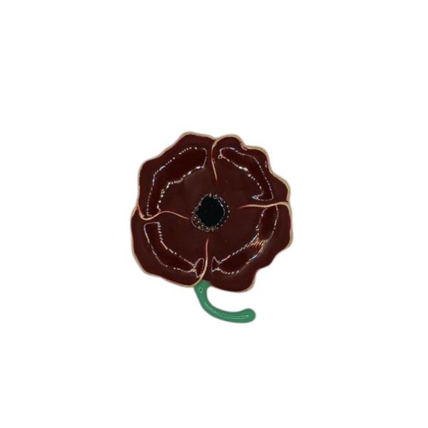 JEWELRY - BROOCH - ENAMEL AND METAL - FLOWER В174 - 4.2x4.7cm BORDEAUX-GREEN-BLACK - 1pc.