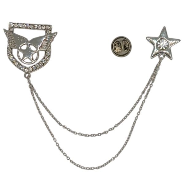 JEWELRY - BROOCH - METAL AND CRYSTALS - GERB В166 - 3x3cm SILVER - 1pc.