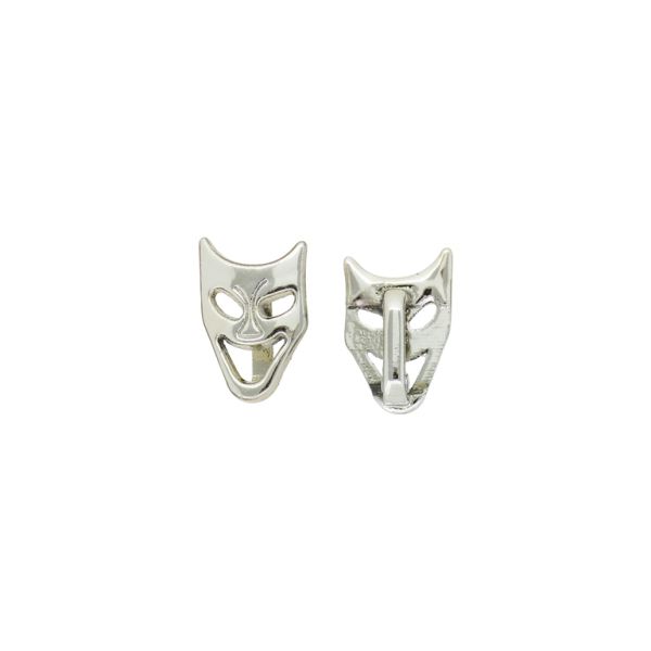 METAL BEADS WITH GLOSS - PENDANT - MASK 02 - 10x15x1.7mm SILVER - PACKAGE 100g 99pcs. Hole-4x8mm