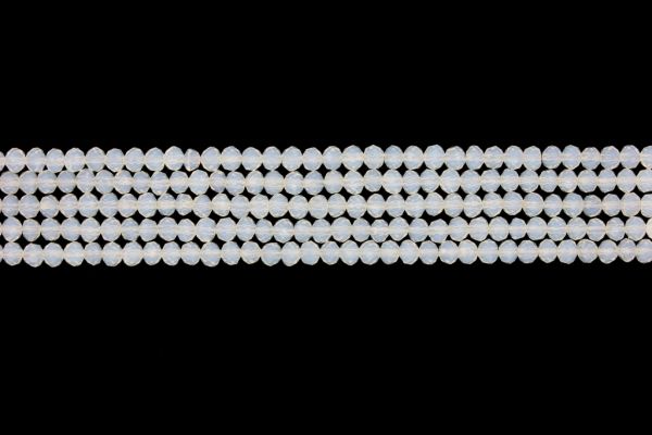 GLASS BEADS - FACETED RONDELLE CRYSTALS - 4x3mm - MILKY - TRANSPARENT 036 - STRING (128pcs.) Hole-1.0mm