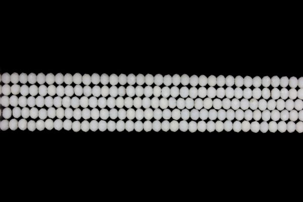 GLASS BEADS - FACETED RONDELLE CRYSTALS - 4x3mm - OPAQUE - WHITE 048 - PACKAGE (5x128pcs.) Hole-1.0mm