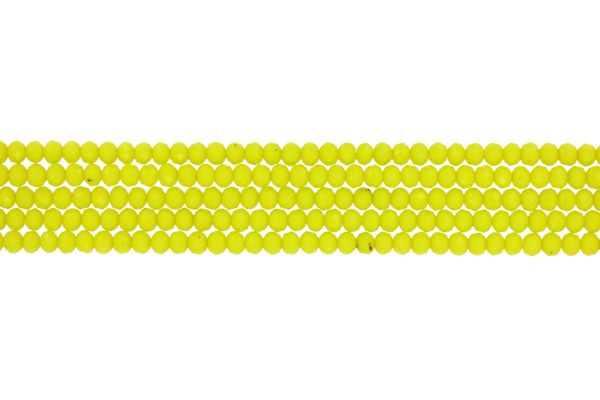 GLASS BEADS - FACETED RONDELLE CRYSTALS - 4x3mm - OPAQUE - YELLOW 063 - STRING (128pcs.) Hole-1.0mm