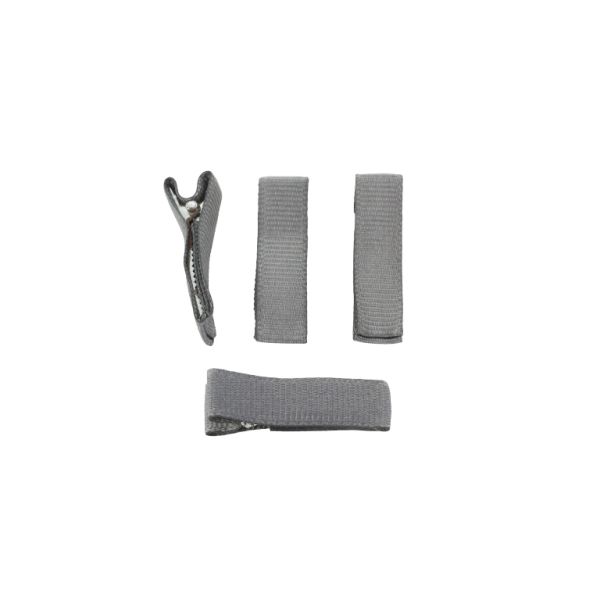 METAL ELEMENTS - CROCODILE DUCKBILL HAIR CLIP WITH TEETH 04 - METAL AND SATIN - 35x10x11mm NICKEL COLOR AND GRAY (DARK) 016 - 5pcs.