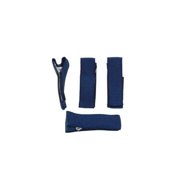 METAL ELEMENTS - CROCODILE DUCKBILL HAIR CLIP WITH TEETH 04 - METAL AND SATIN - 35x10x11mm NICKEL COLOR AND BLUE (DARK) 010 - 5pcs.