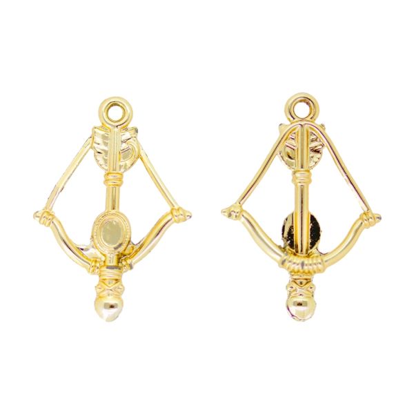 METAL BEADS WITH GLOSS - PENDANT - BOW AND ARROW 02 - 24x35x2.4mm GOLD (LIGHT) - PACKAGE 100g 43pcs. Hole-2.0mm