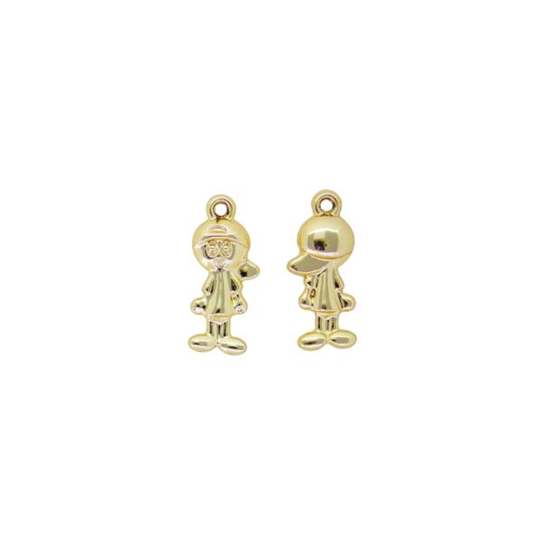 METAL BEADS WITH GLOSS - PENDANT - GIRL 05 - 8x19x3mm GOLD (LIGHT) - PACKAGE 100g 98pcs. Hole-1.3mm