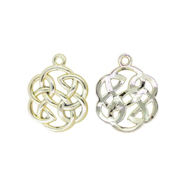 METAL BEADS WITH GLOSS - PENDANT - CELTIC KNOT 02 - 20x26x2mm GOLD (LIGHT) - PACKAGE 100g 43pcs. Hole-2.0mm