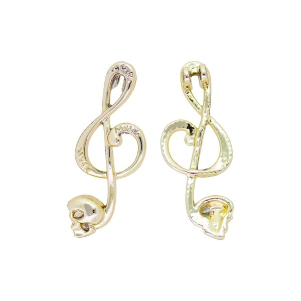 METAL BEADS WITH GLOSS - PENDANT - TREBLE CLEF 05 - 39x16x4mm GOLD (LIGHT) - PACKAGE 100g 36pcs. Hole-2x2.3mm